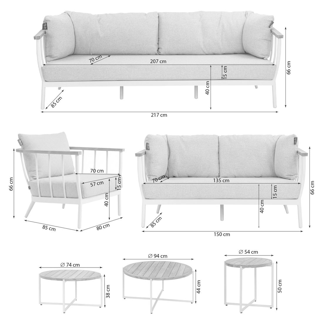 Apple Bee Condor Loungeset inkl. Loungetische Aluminium/Bee Wett