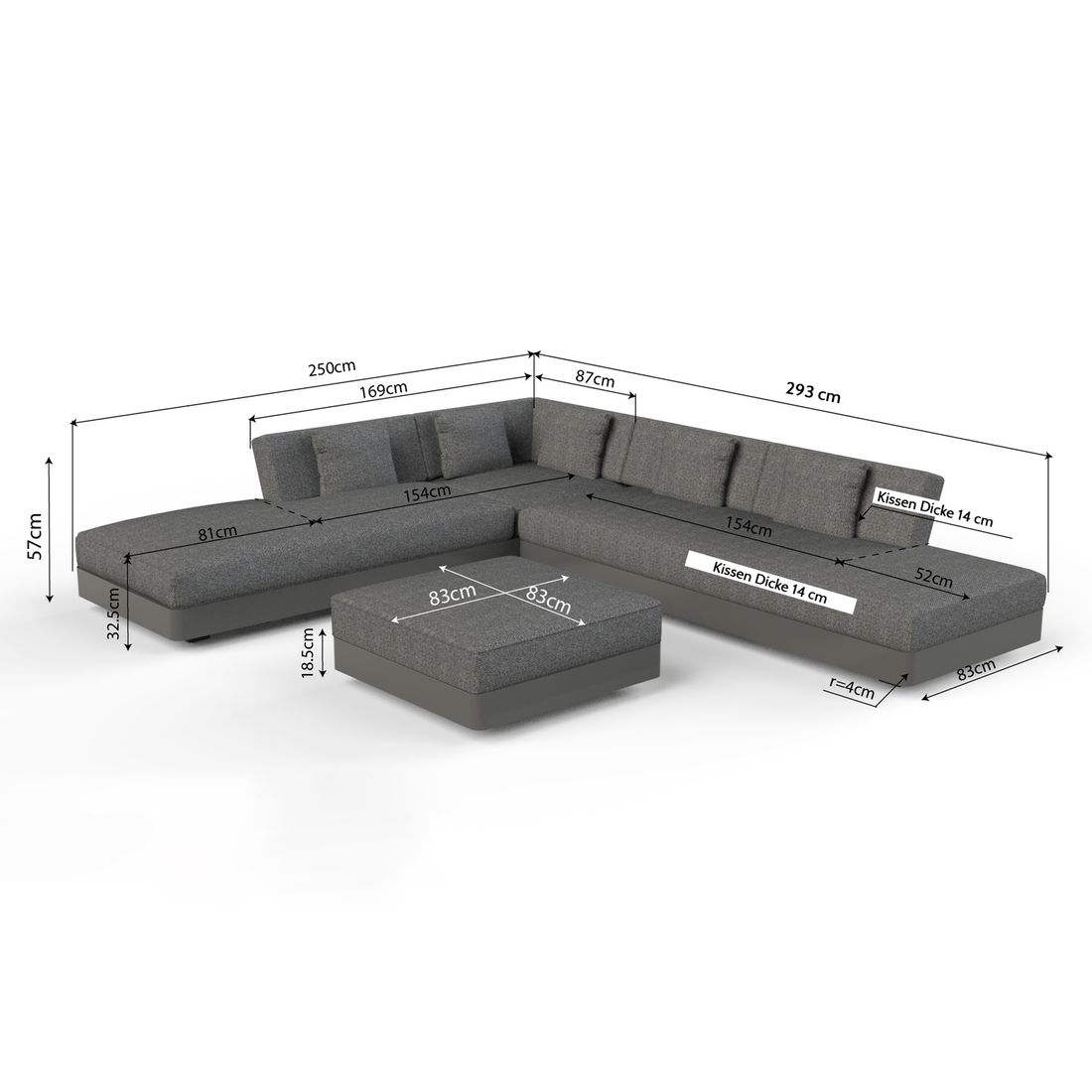 OUTLIV. Santa Monica Ecklounge inkl. Loungetisch Aluminium/Olefin