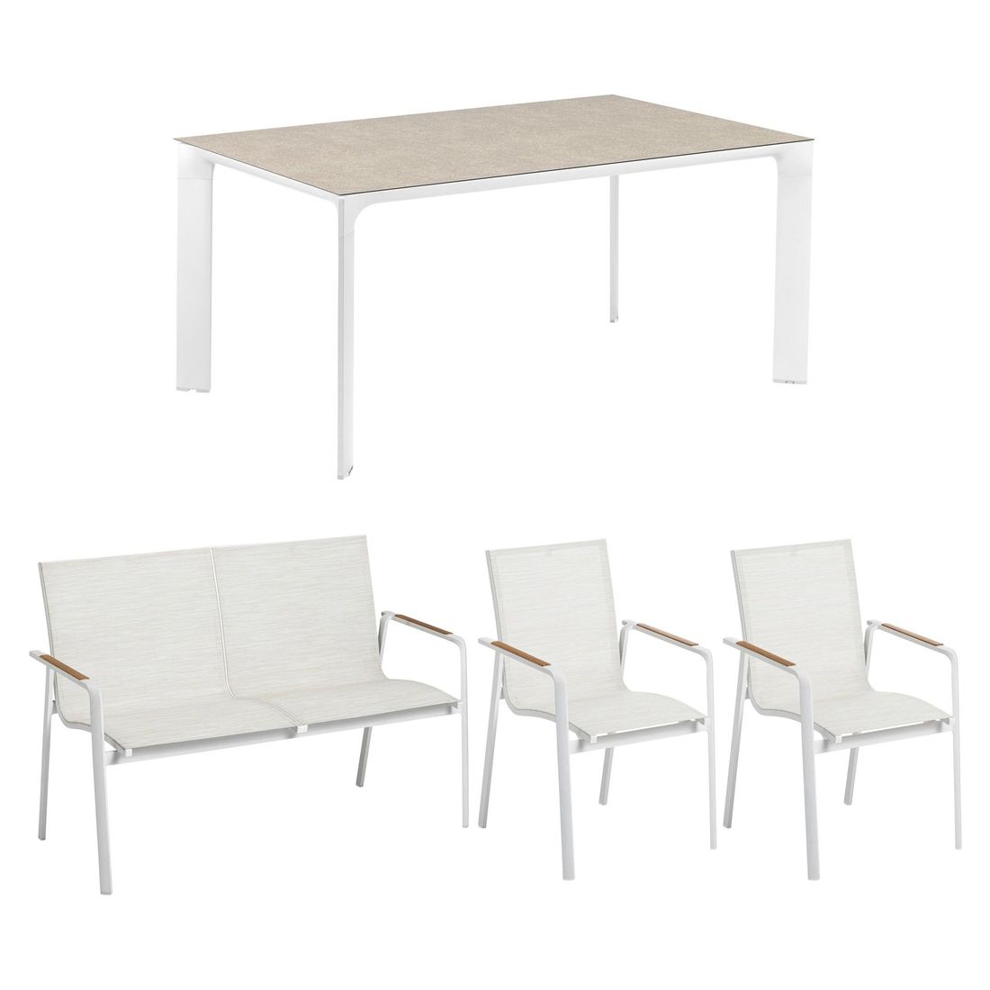Kettler Diamond Gartenmöbel-Set M (4 Plätze) Tisch 160x95cm