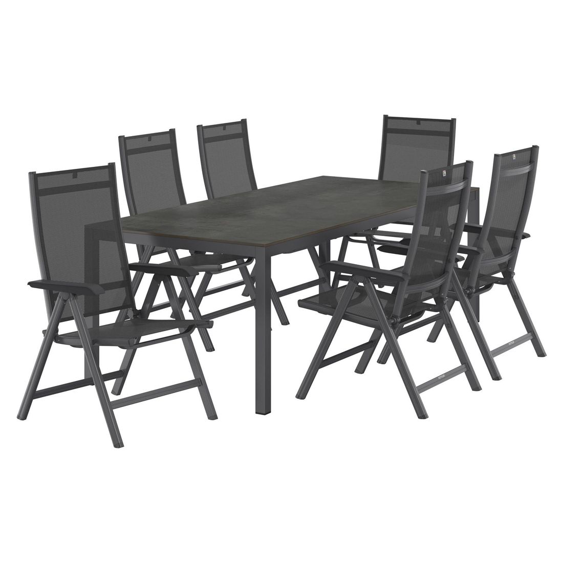 Kettler Basic Plus Gartenmöbel-Set L verstellbar (6 Plätze) mit OUTLIV. Tisch 220x100cm