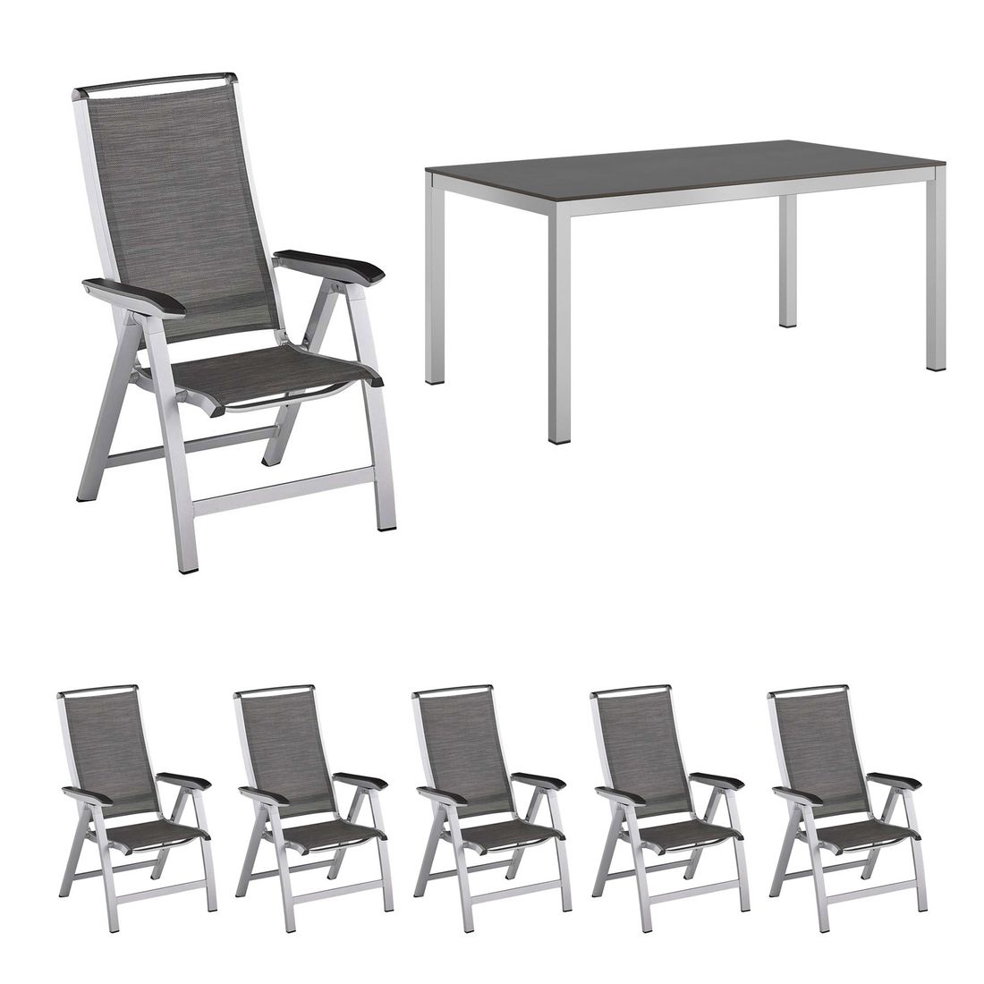 Kettler Forma II Gartenmöbel-Set L verstellbar (6 Plätze) mit OUTLIV. Tisch 160x90cm
