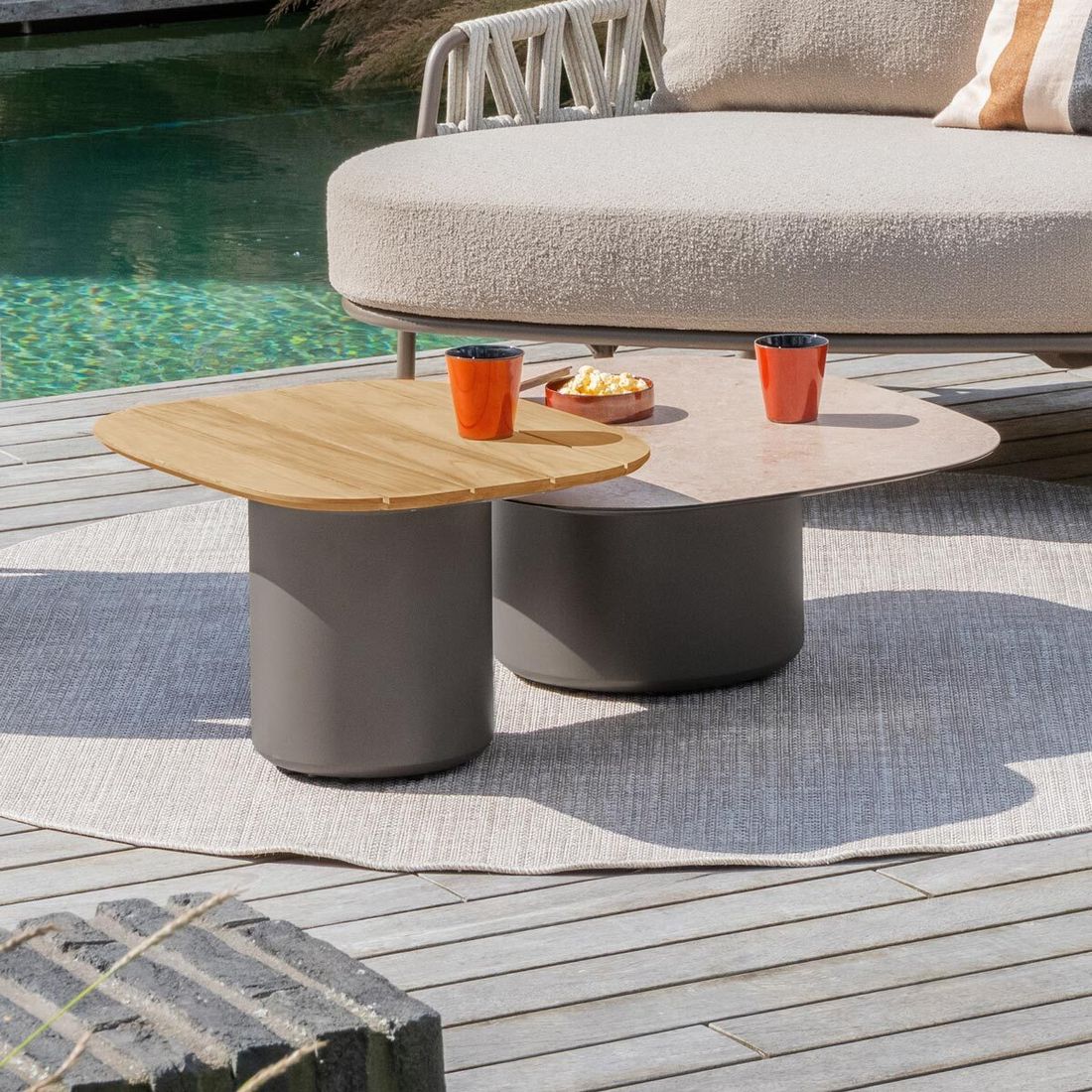 4Seasons Demi Loungetisch-Set 2-tlg. Keramikfliese/Teak