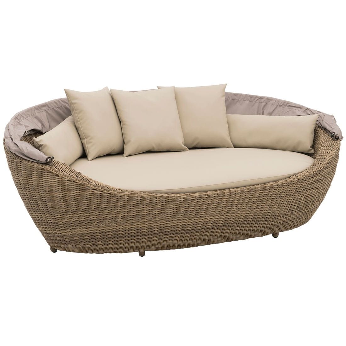 Domus Ventures Paradiso Loungeinsel White Pepper Halbrundgeflecht mit Kissen MarinaPLUS Grey