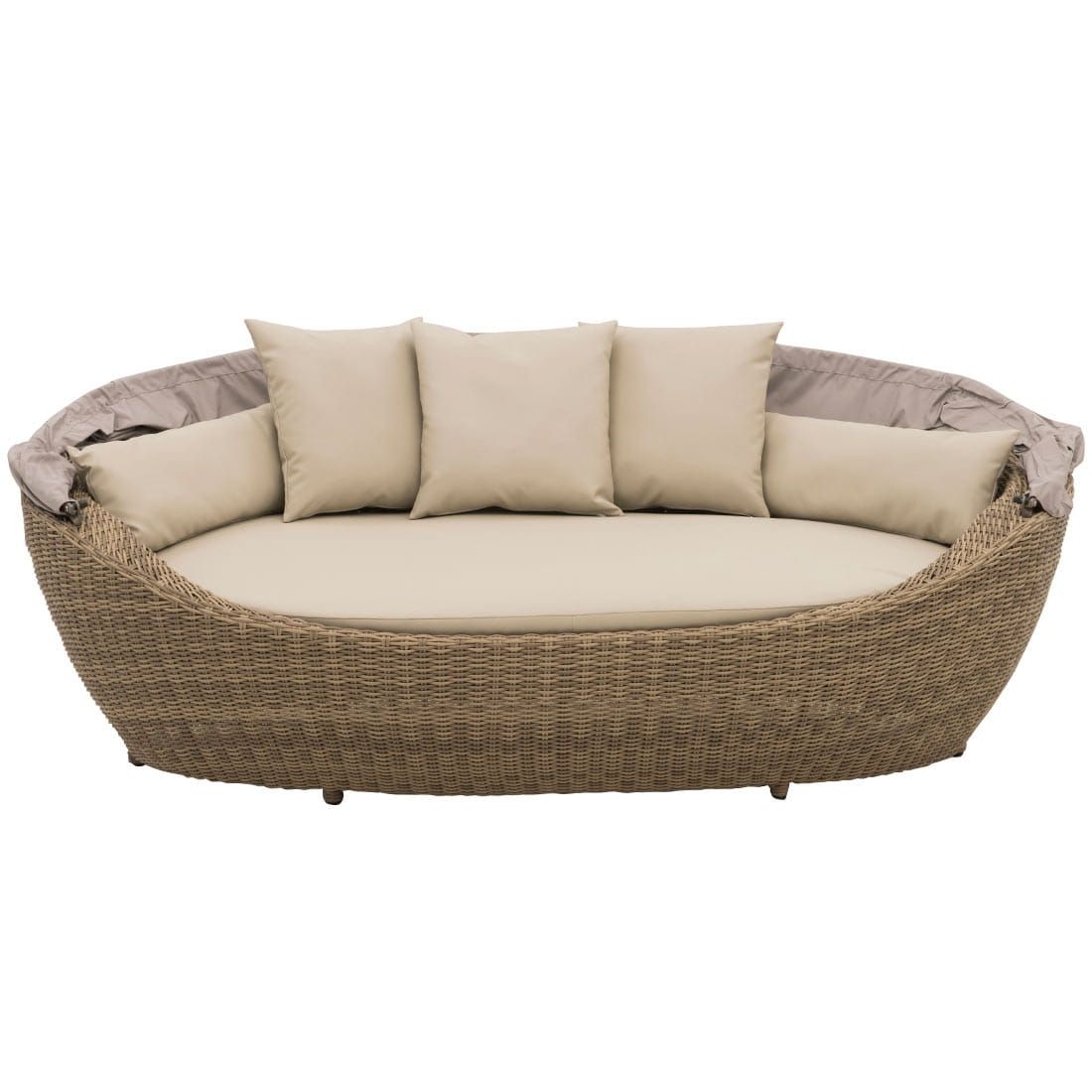 Domus Ventures Paradiso Loungeinsel White Pepper Halbrundgeflecht mit Kissen MarinaPLUS Grey