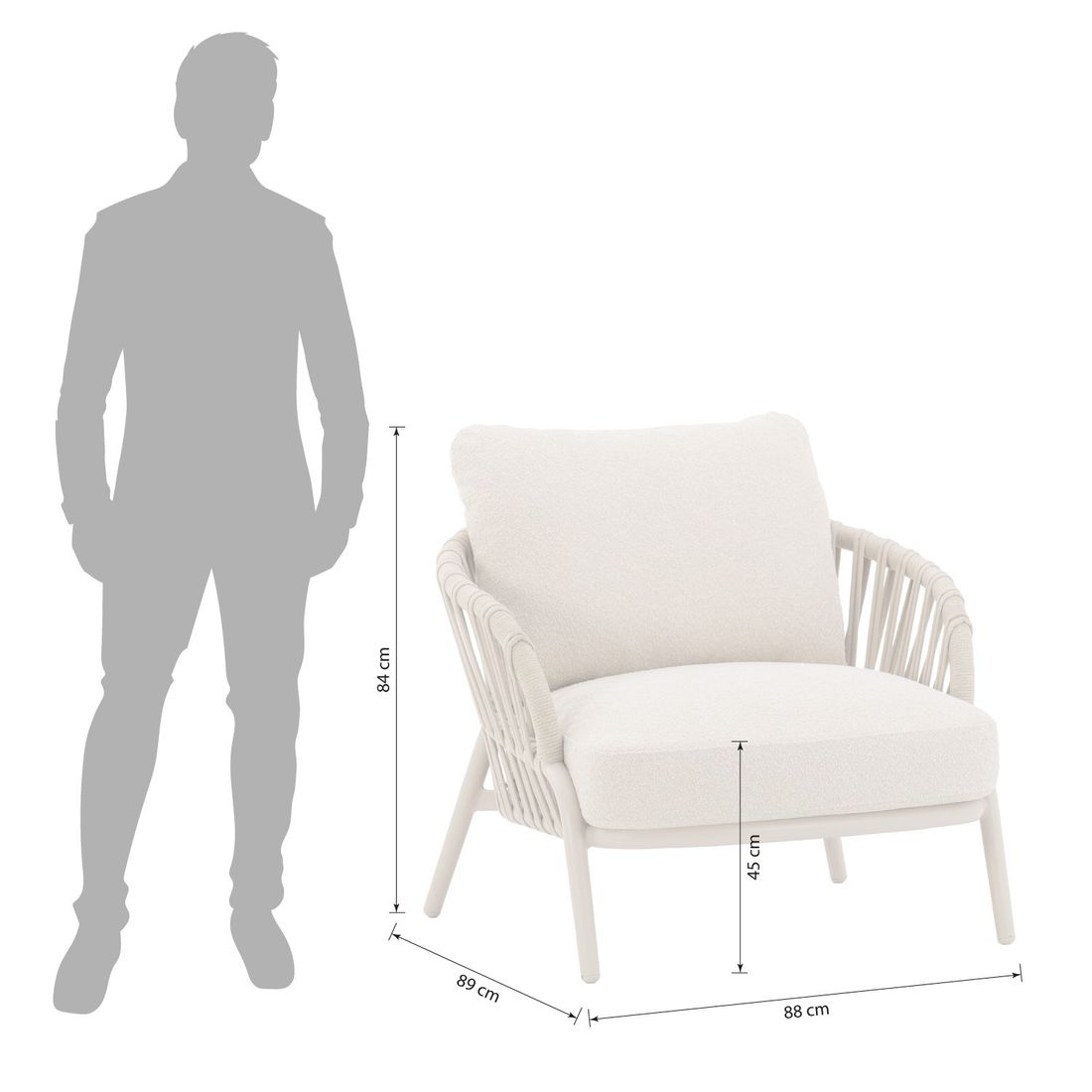 Zebra Ares Loungesessel Aluminium/Rope/Sunproof