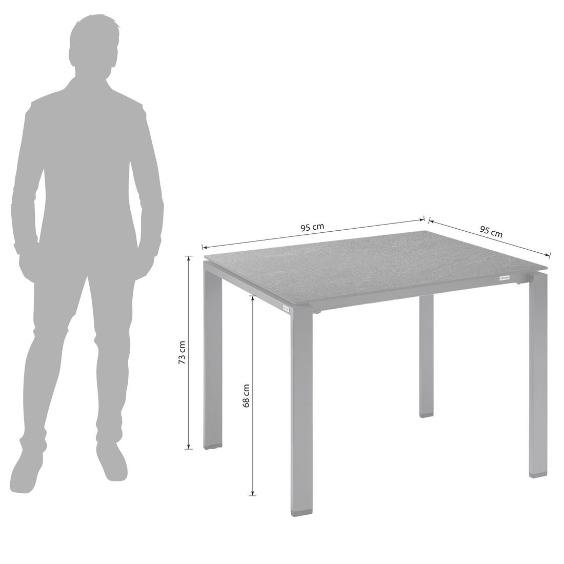 Kettler Float Gartentisch 95x95cm Aluminium/HPL