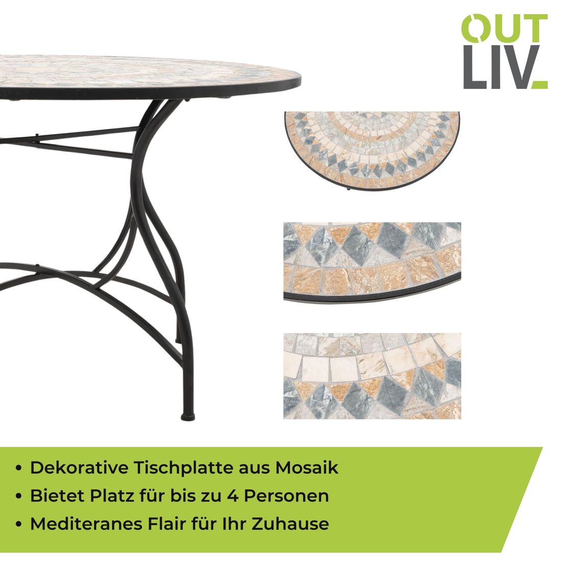 OUTLIV. Mosaik Gartentisch Eisen/Mosaik