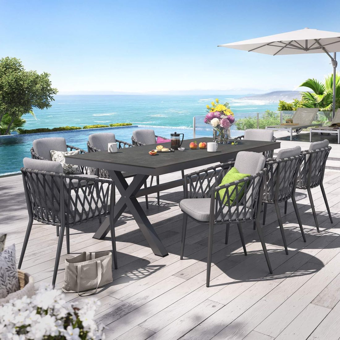 OUTLIV. Cairns Gartenmöbel-Set XL (8 Plätze) Tisch 220x100cm