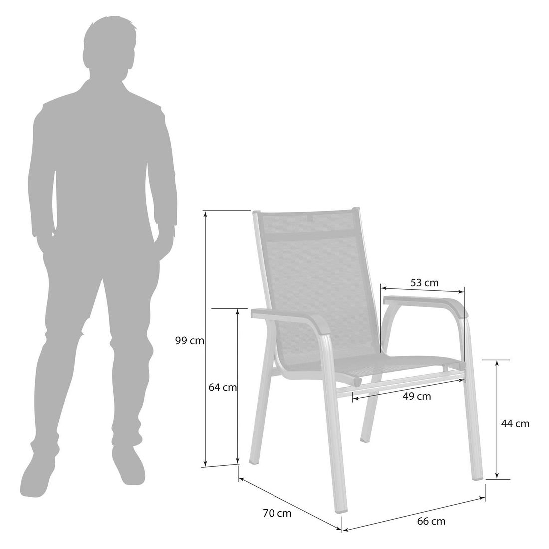 Kettler Basic Plus Stapelsessel Aluminium/Outdoorgewebe