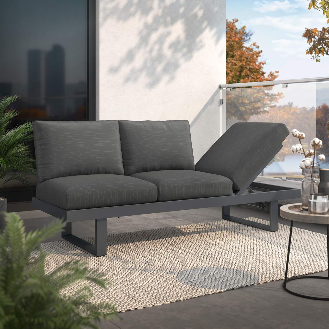 OUTLIV. Atlanta Diningsofa verstellbar Aluminium/Olefin