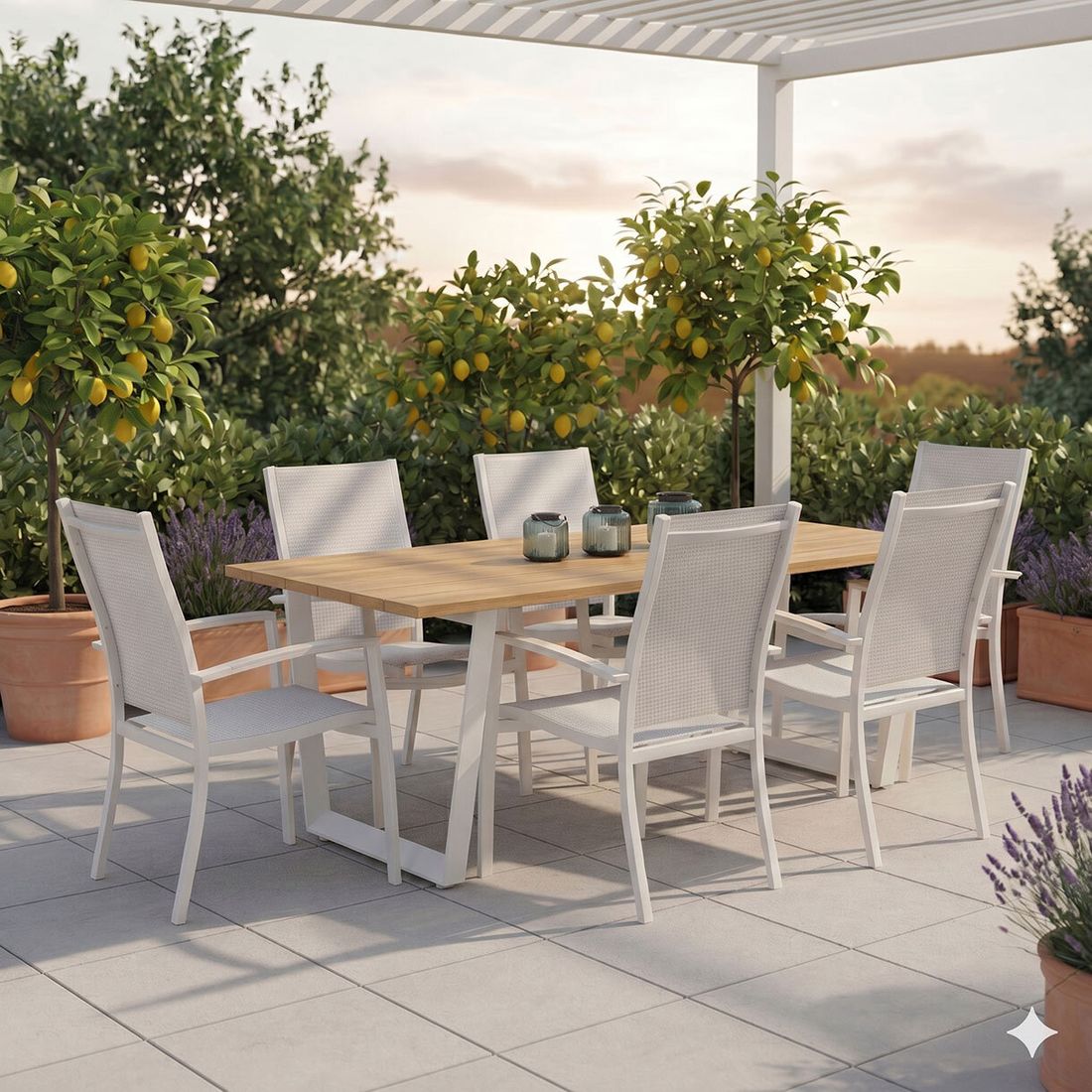 LifestyleGarden Panama Gartenmöbel-Set L (6 Plätze) Tisch 216x99cm