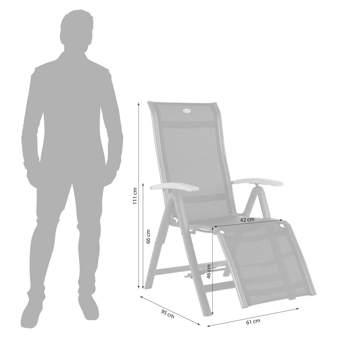 Hartman Alice Komfort-Relaxsessel Aluminium/Textilene mit Teak-Armlehnen