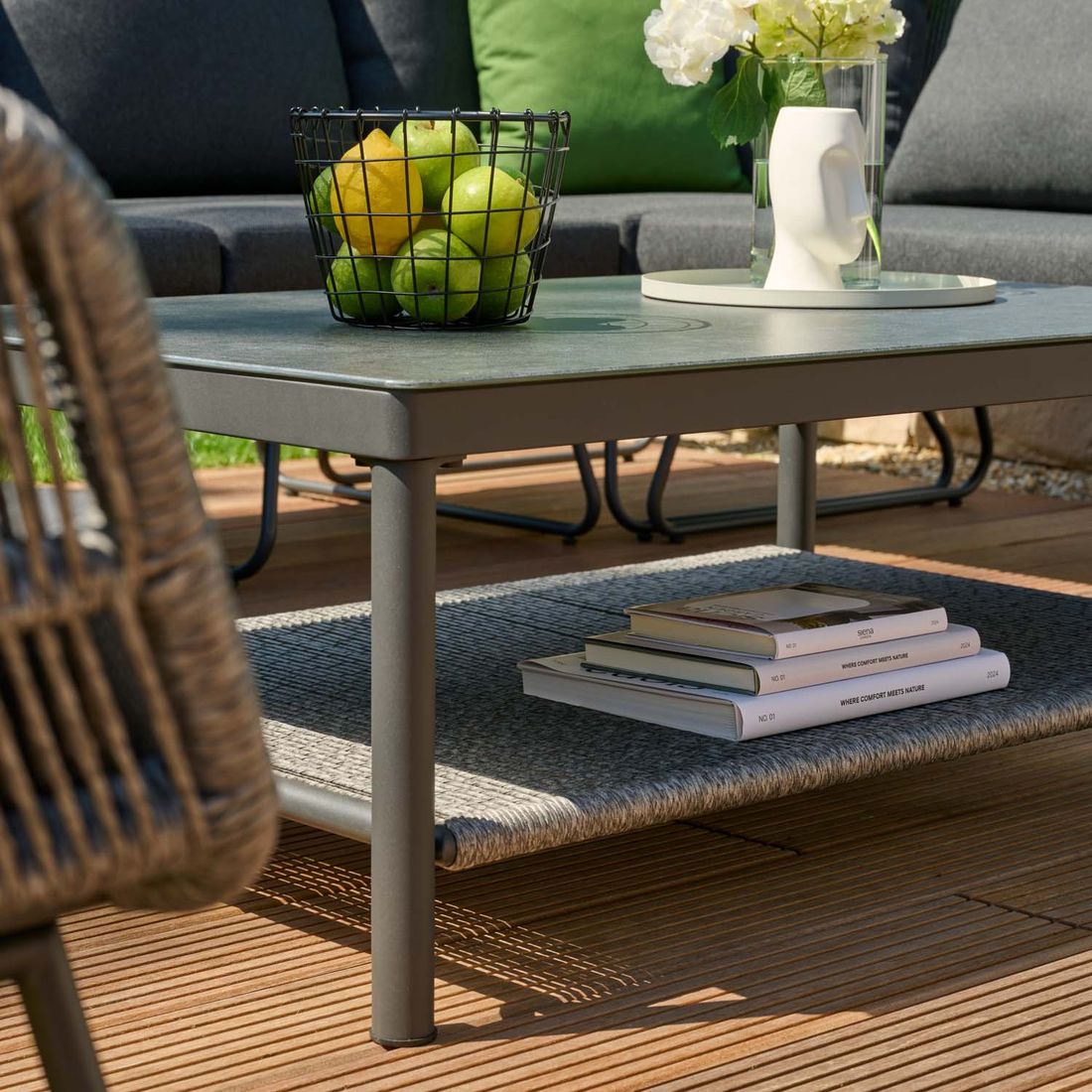 Siena Garden Kansas Loungetisch 110x70cm Aluminium/Glaskeramik