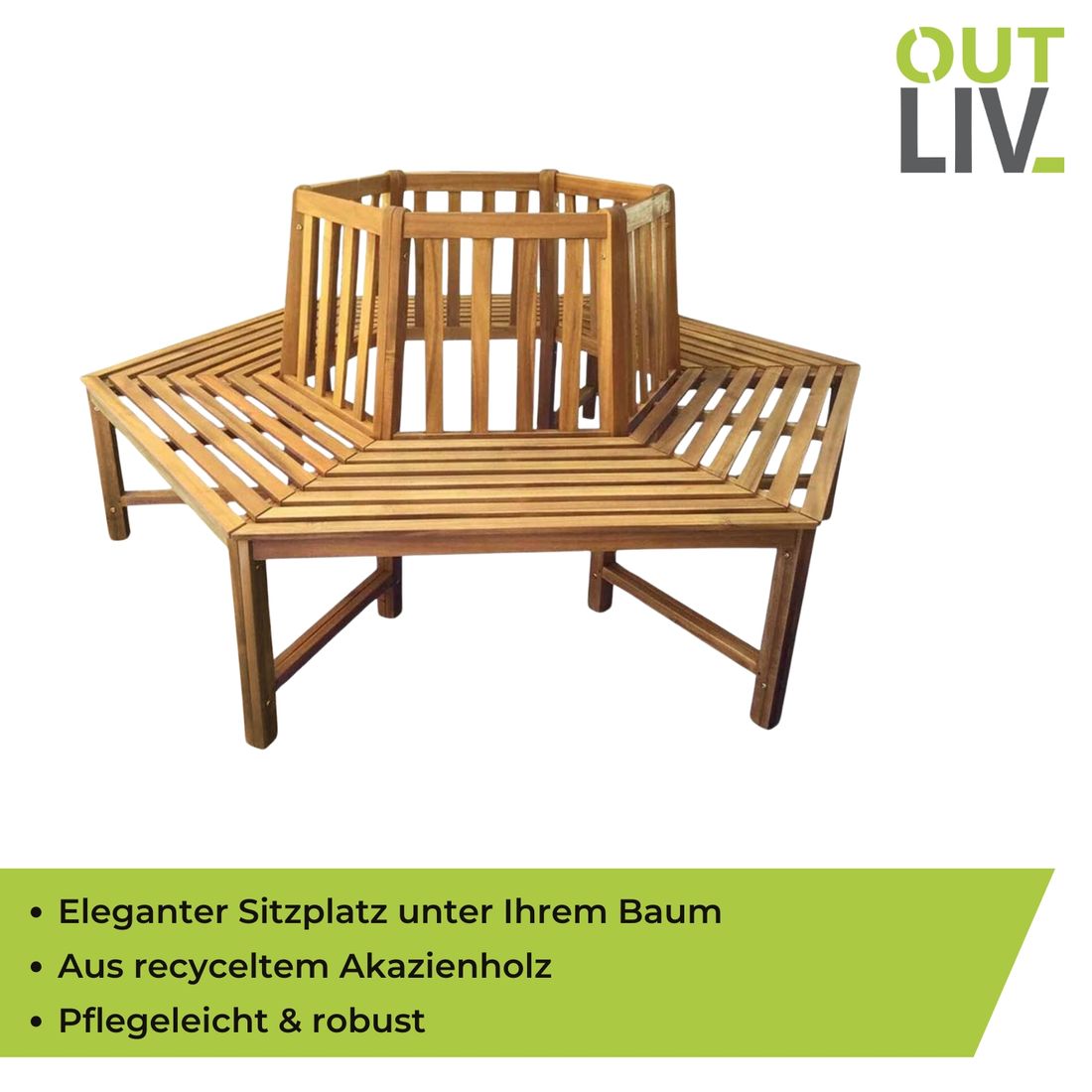 OUTLIV. Baumbank 6-Eckig 199cm Akazie