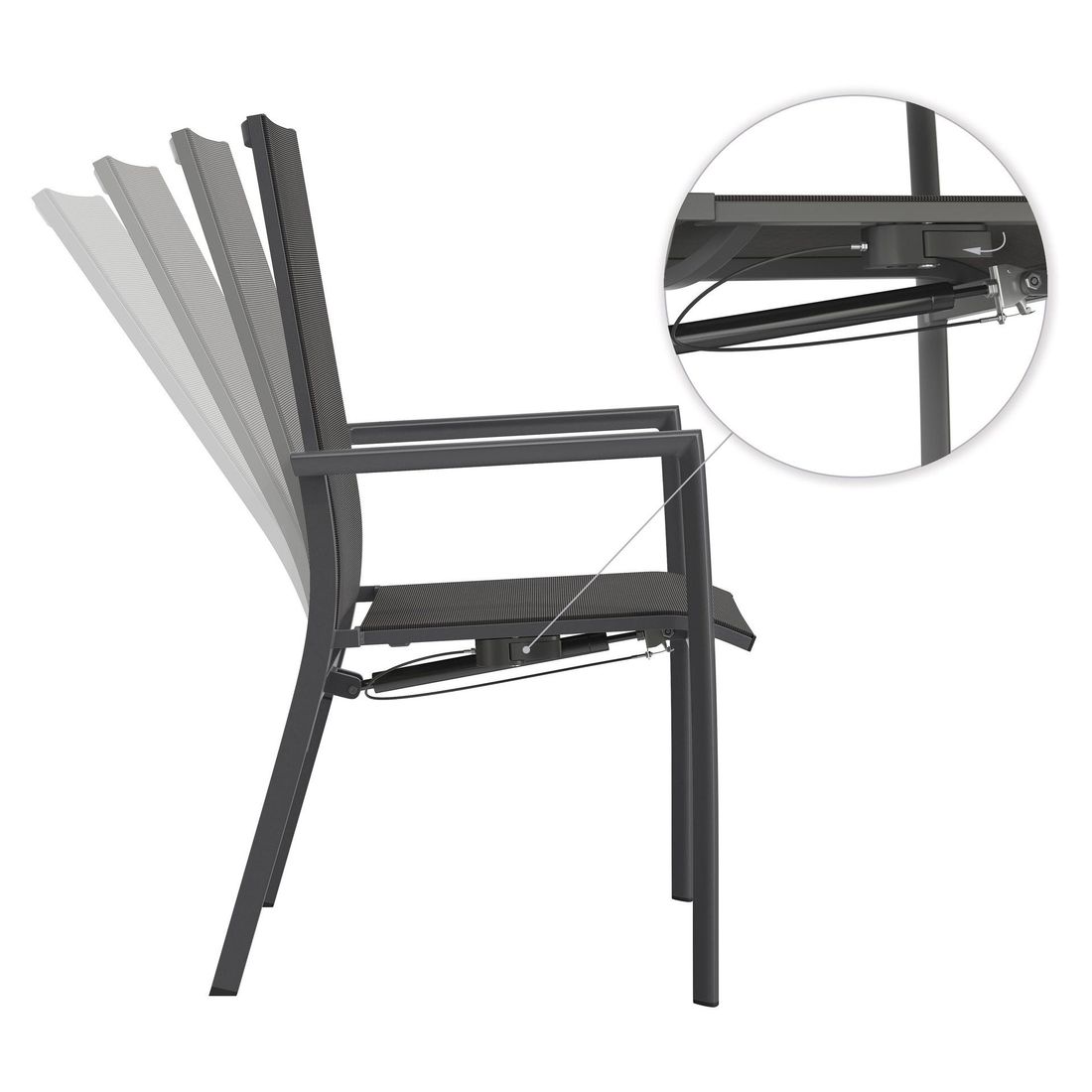 OUTLIV. Lucca Stapelsessel verstellbar Aluminium/Textilene