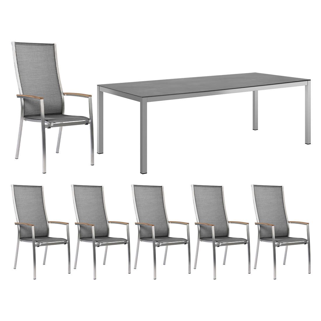Stern Cardiff Gartenmöbel-Set L (6 Plätze) mit OUTLIV. Tisch 220x100cm