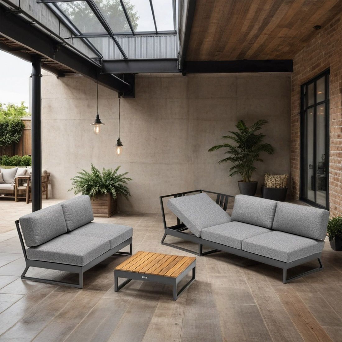 Kettler Ocean Skid Platform Loungeset inkl. Loungetisch Aluminium/Olefin