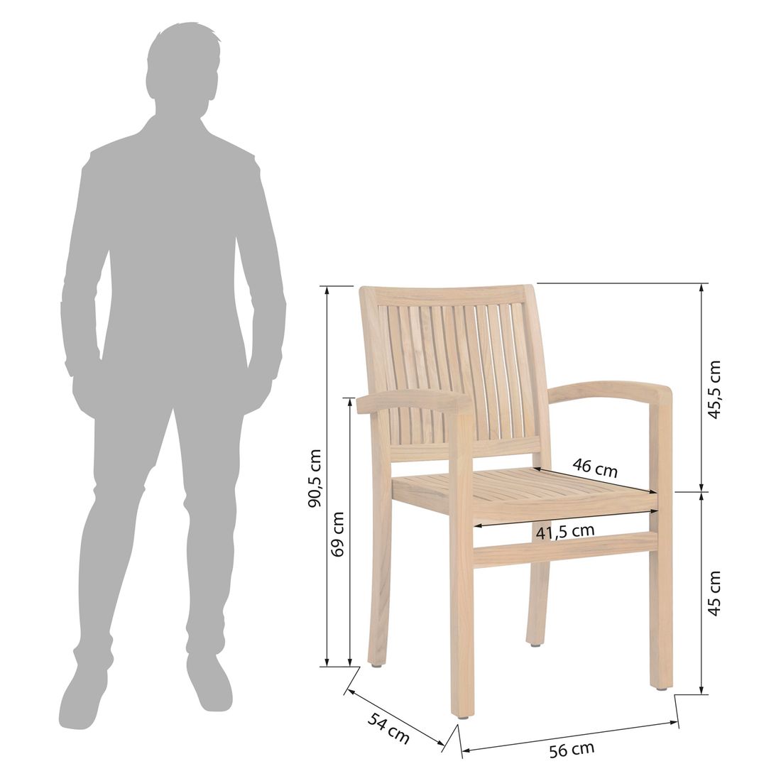 Zebra Bueno Stapelsessel Teak