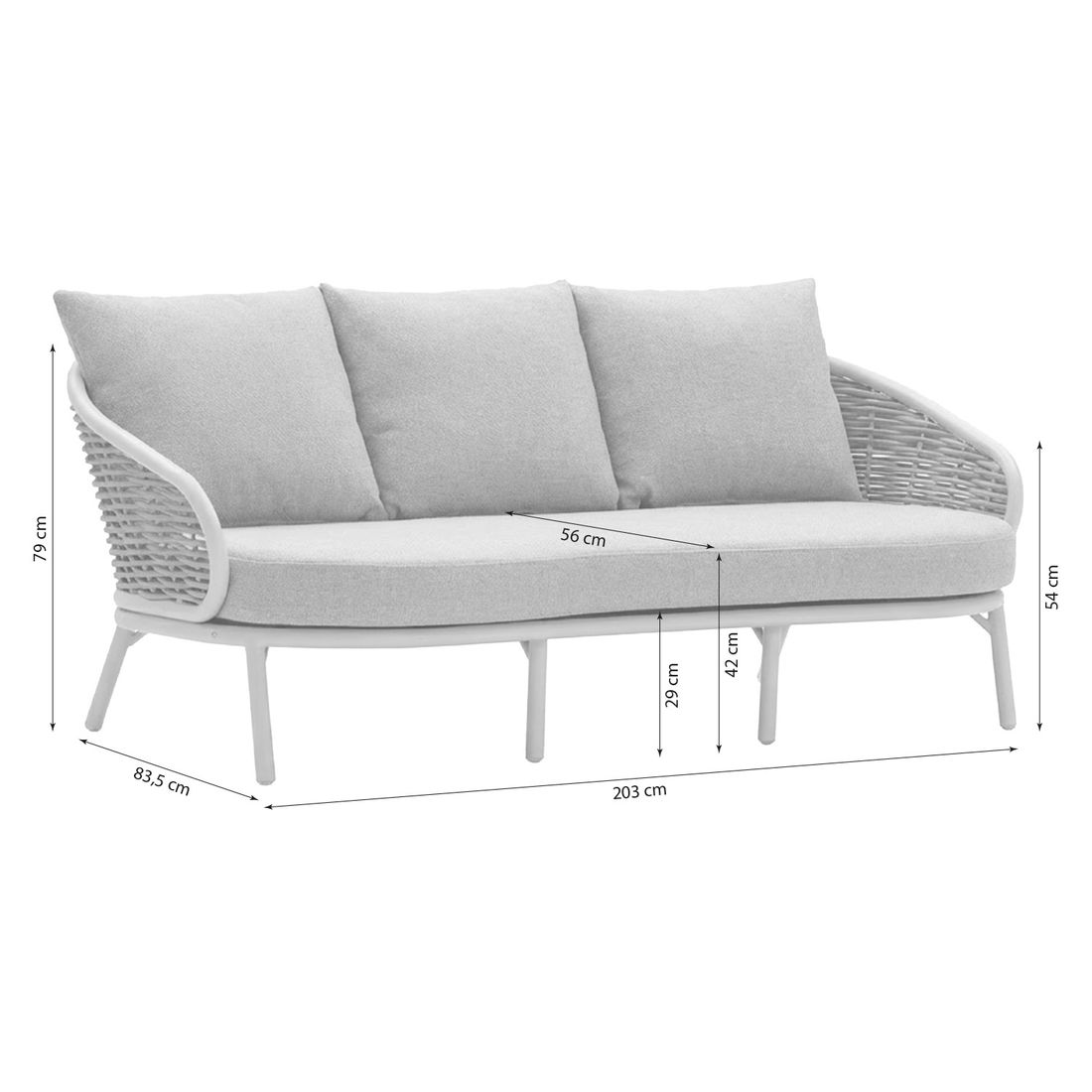 Apple Bee Pine Key Gartenloungesofa Aluminium/Polyrattan/Bee Wett