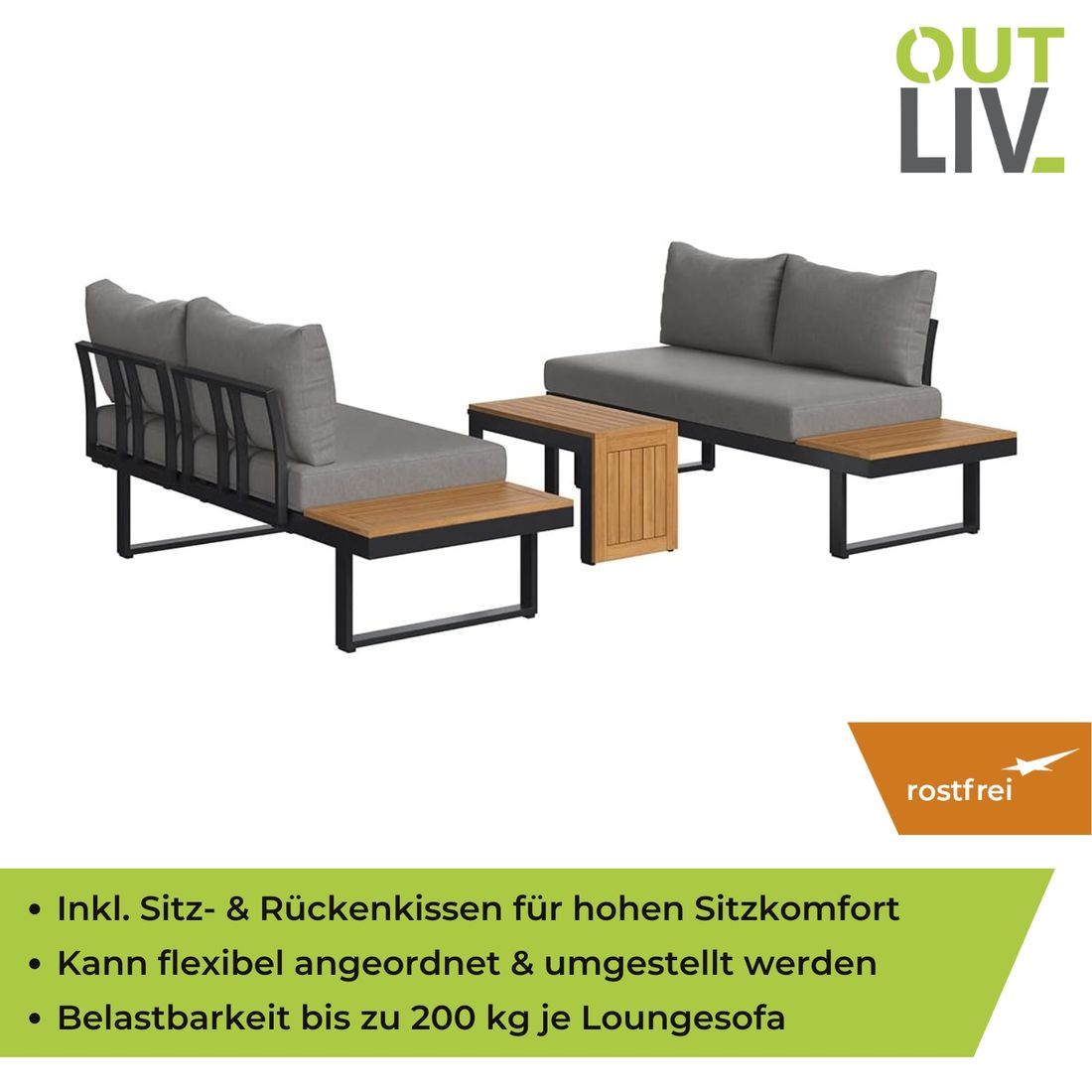 OUTLIV. Alpha Ecklounge inkl. Loungetisch Aluminium/Polyester
