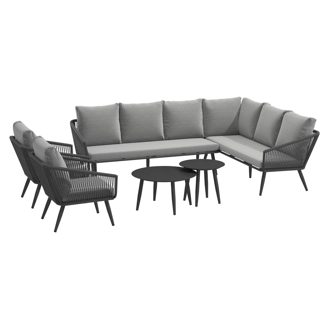 OUTLIV. Alex Ecklounge inkl. Loungetische Aluminium/Rope/Olefin