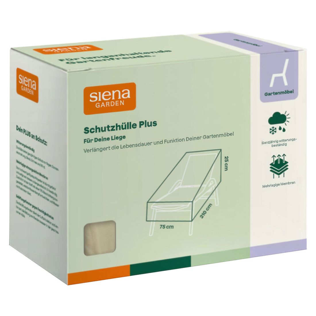 Siena Garden Plus Schutzhülle für Gartenliege 75x210x25cm