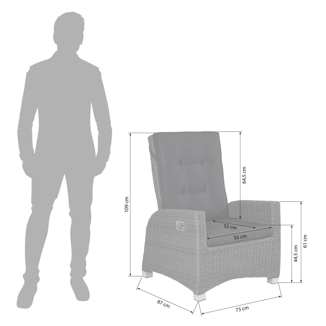 LC Garden Barcelona Gartensessel verstellbar Geflecht/Polyester