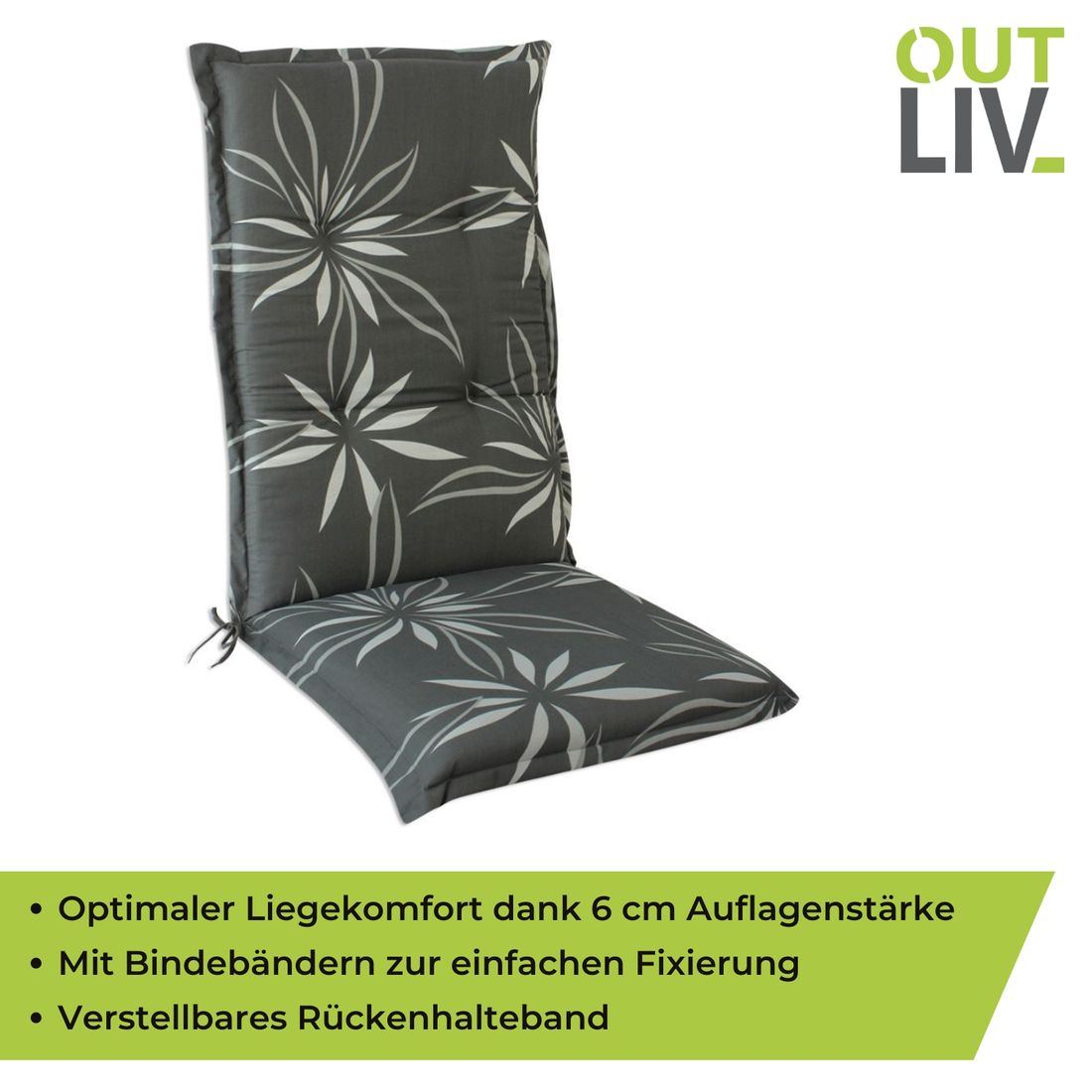 OUTLIV. Florence Gartenstuhlauflage Hochlehner 50x120cm Kunstfaser