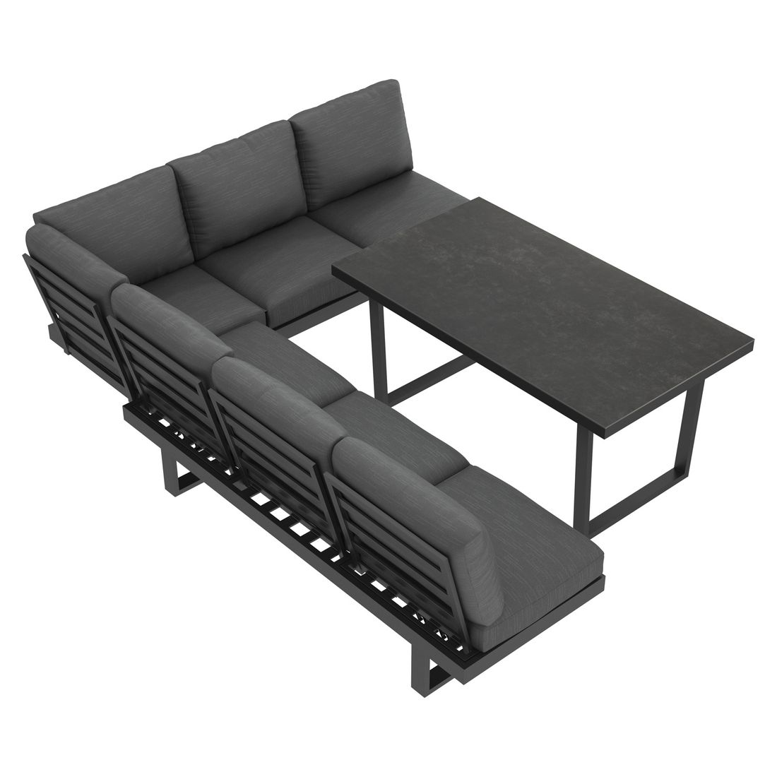 OUTLIV. Atlanta Dininglounge verstellbar Tisch 160x90cm Aluminium/Olefin
