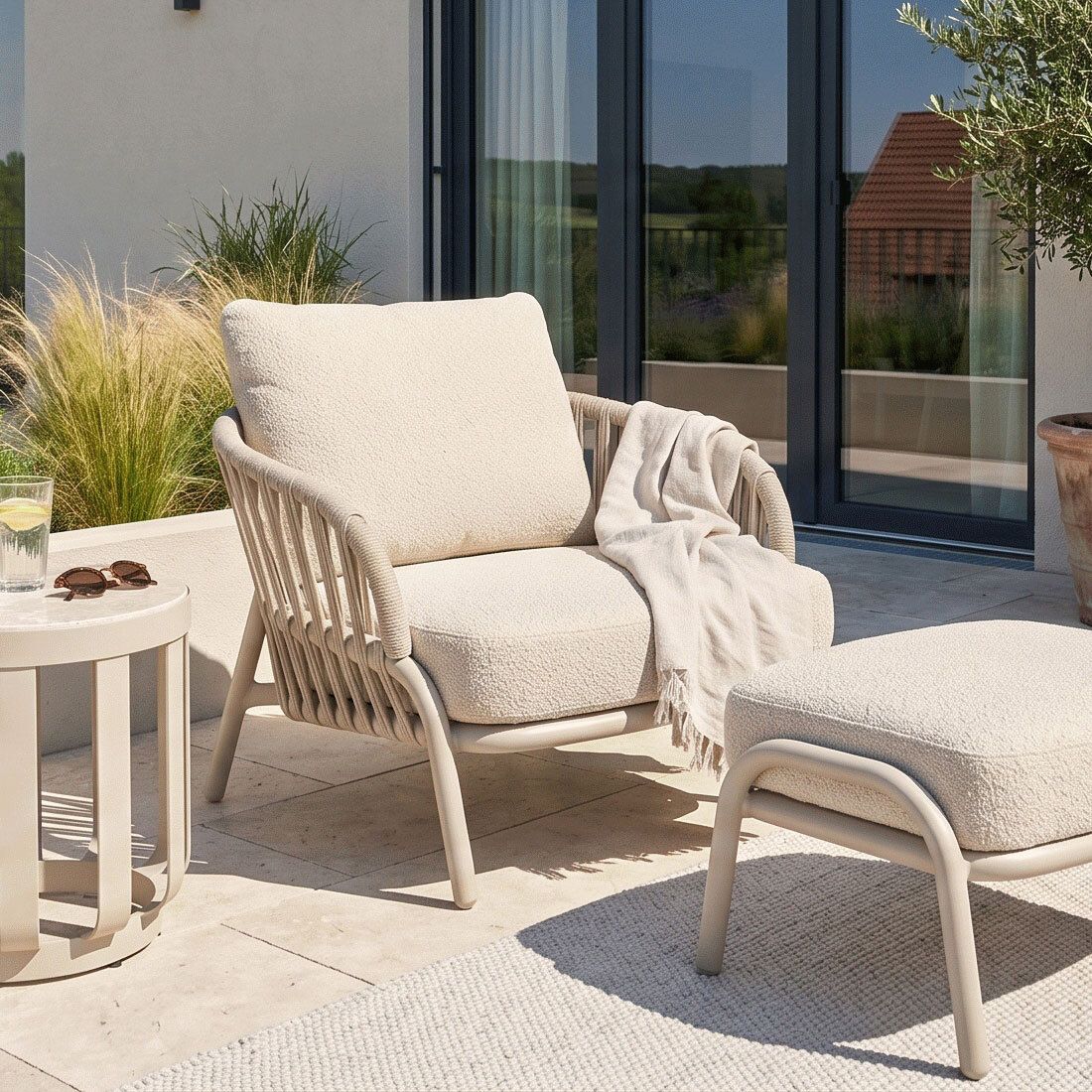 Zebra Ares Loungesessel Aluminium/Rope/Sunproof