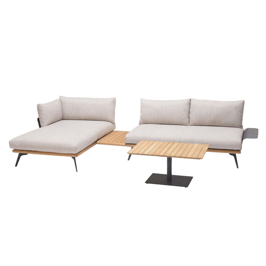 LifestyleGarden Pearl Ecklounge inkl. Loungetisch Aluminium/Teak/Olefin