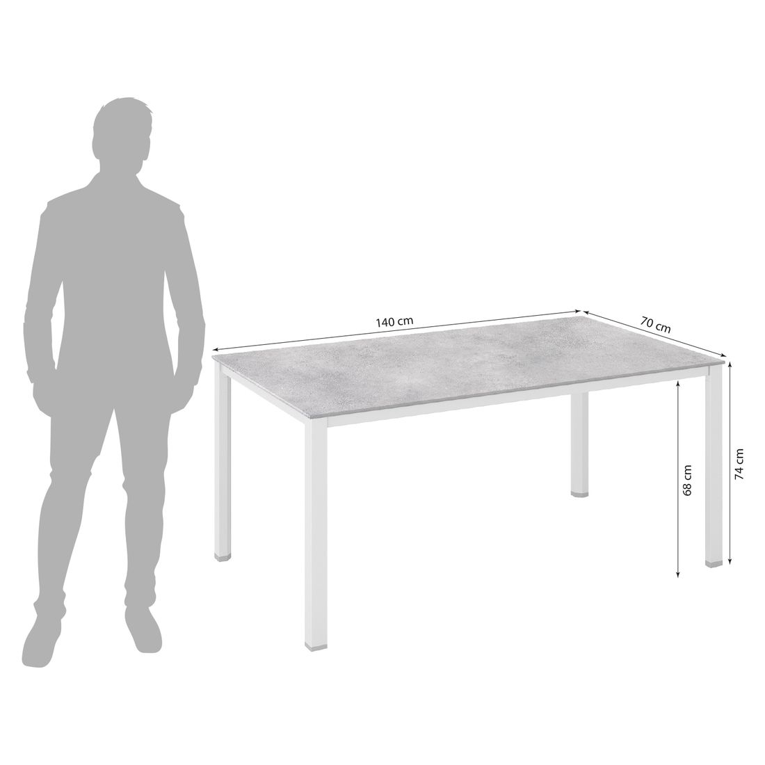 Kettler Cubic Gartentisch 140x70cm Aluminium/HPL