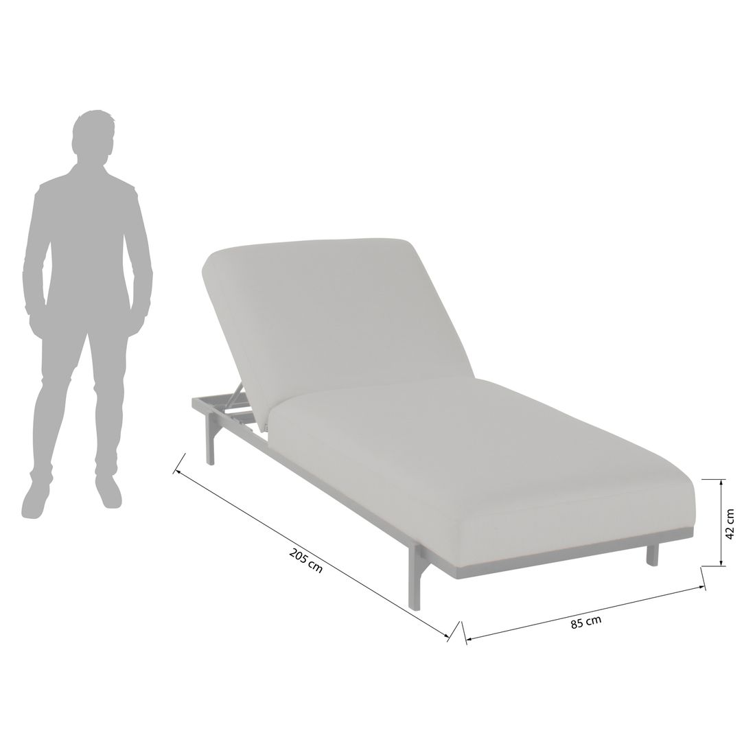 Hartman Lucas Gartenliege verstellbar Aluminium/Sunbrella