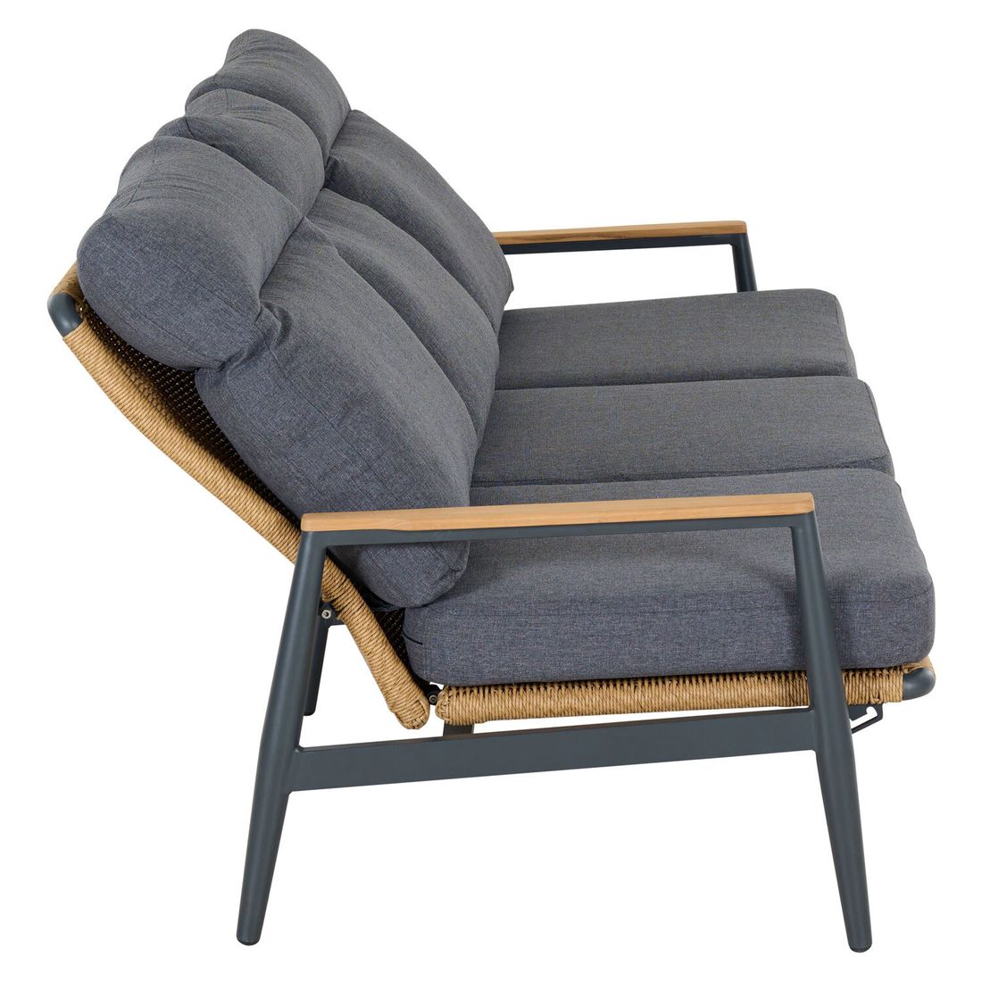 Siena Garden Roma Loungeset verstellbar inkl. Loungetisch Aluminium/Gardino-Geflecht