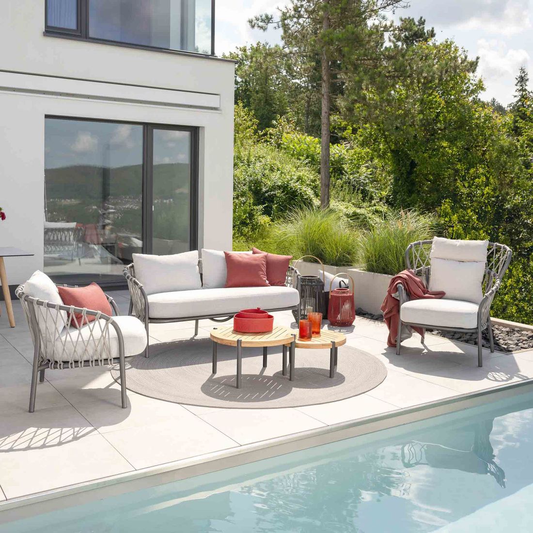 Stern Klea Loungeset inkl. Loungetisch Aluminium/Rope/Sunbrella