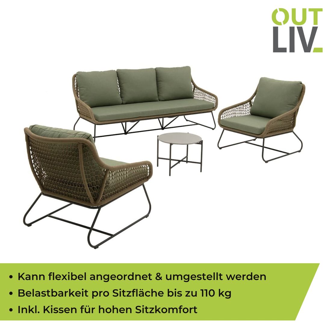 OUTLIV. Portofino Loungeset Stahl/Rope
