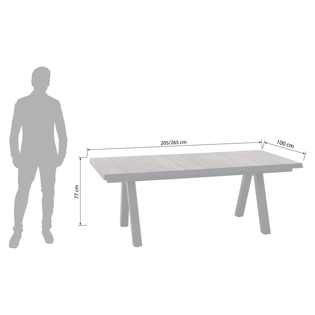Siena Garden Cordio Gartenmöbel-Set L verstellbar (6 Plätze) Tisch 205/265x103cm