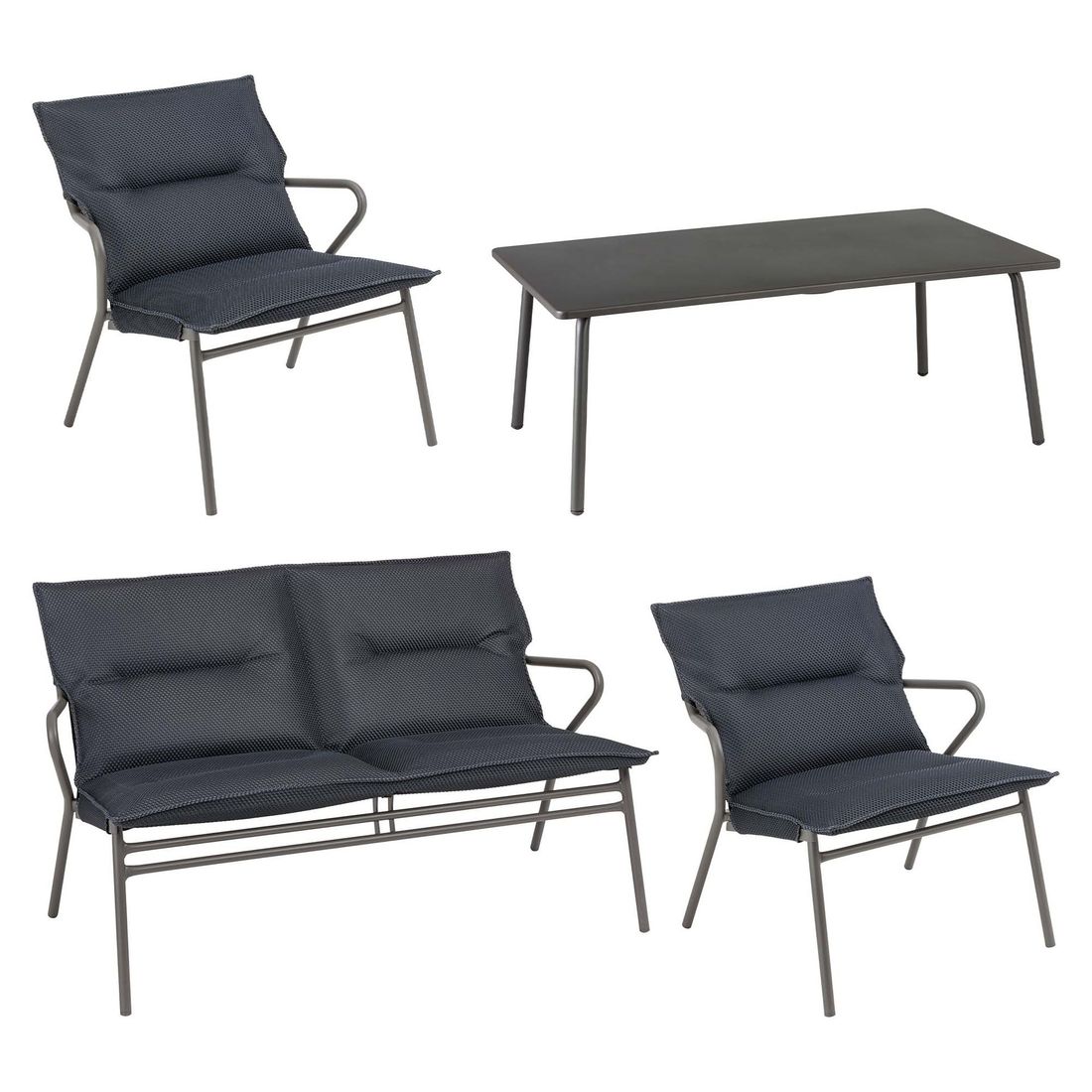 Lafuma Vence Loungeset 4-tlg. Stahl/BeComfort