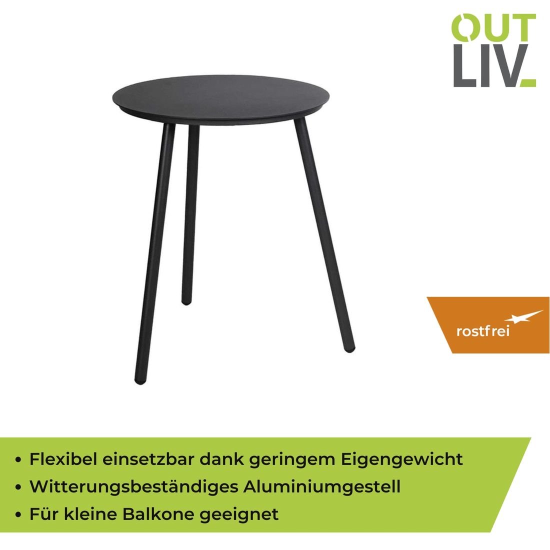 OUTLIV. Universalbeistelltisch Ø45 cm Aluminium