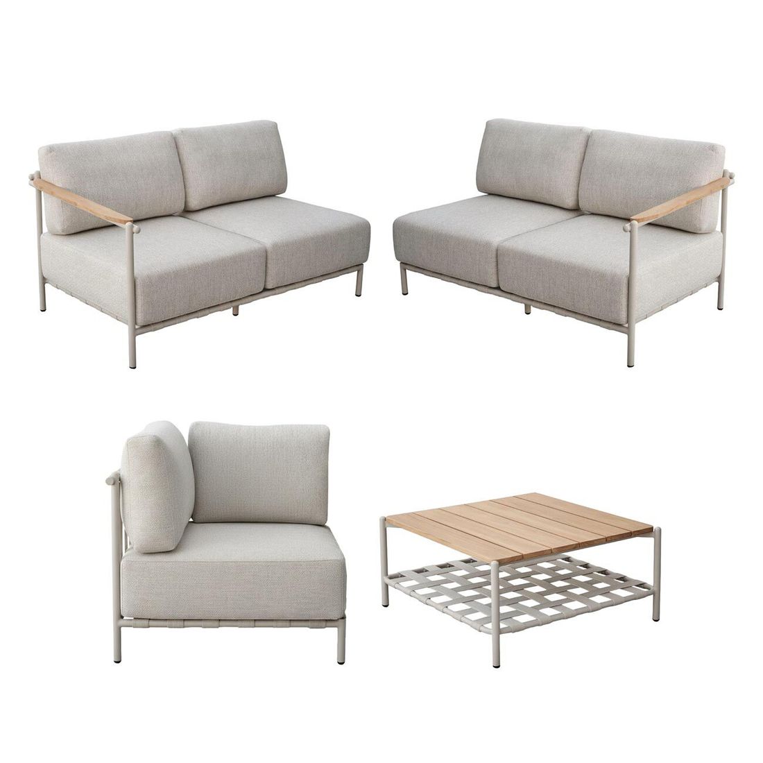 Stern Francis Ecklounge inkl. Loungetisch Aluminium/Gurtbespannung/Polyacryl