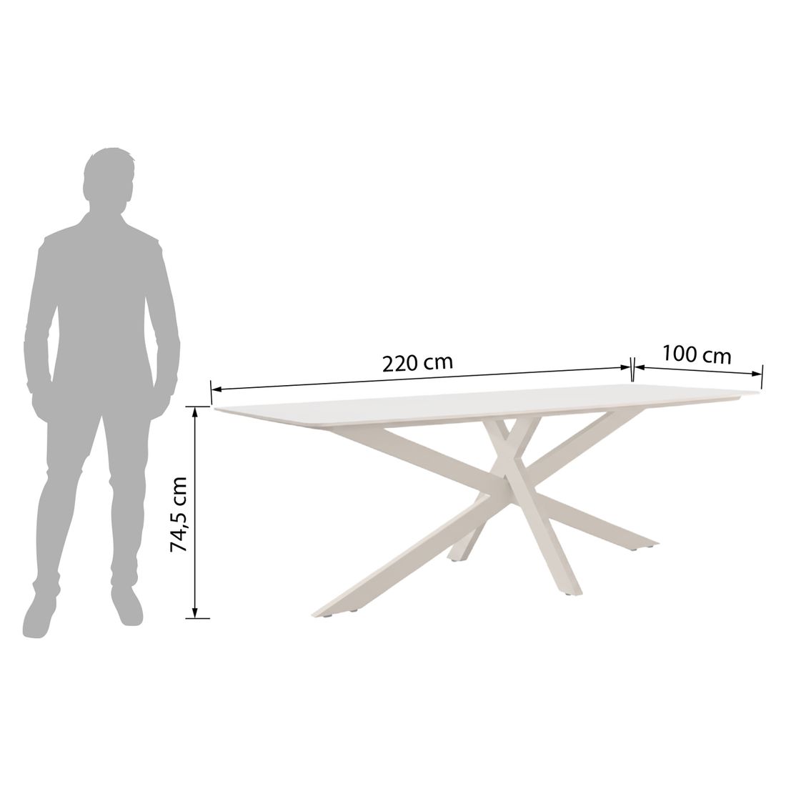 Interliving 7014 Gartentisch 220x100cm Aluminium/Sinterstone