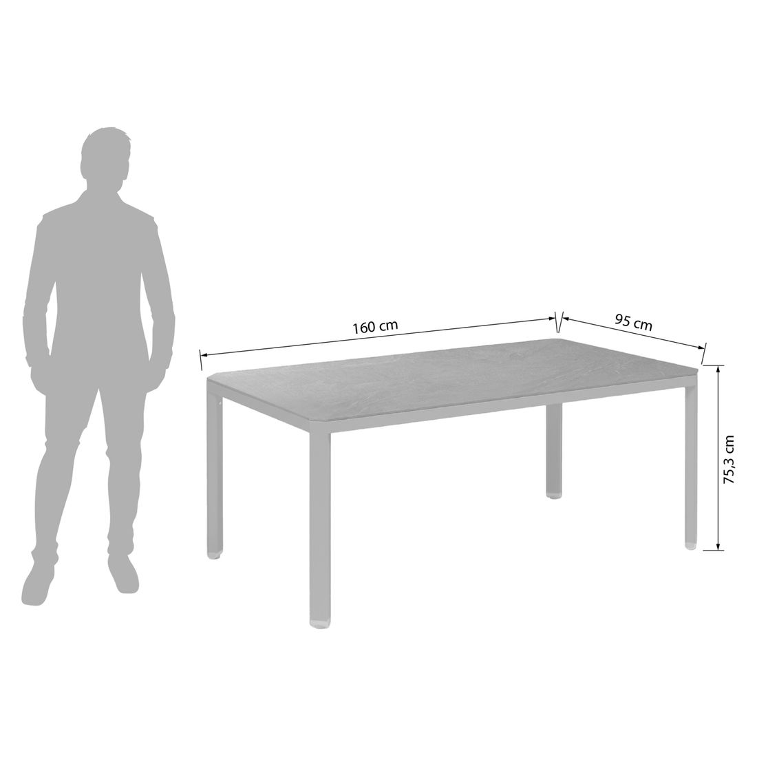 Kettler Latitude Gartentisch 160x95cm Aluminium/HPL