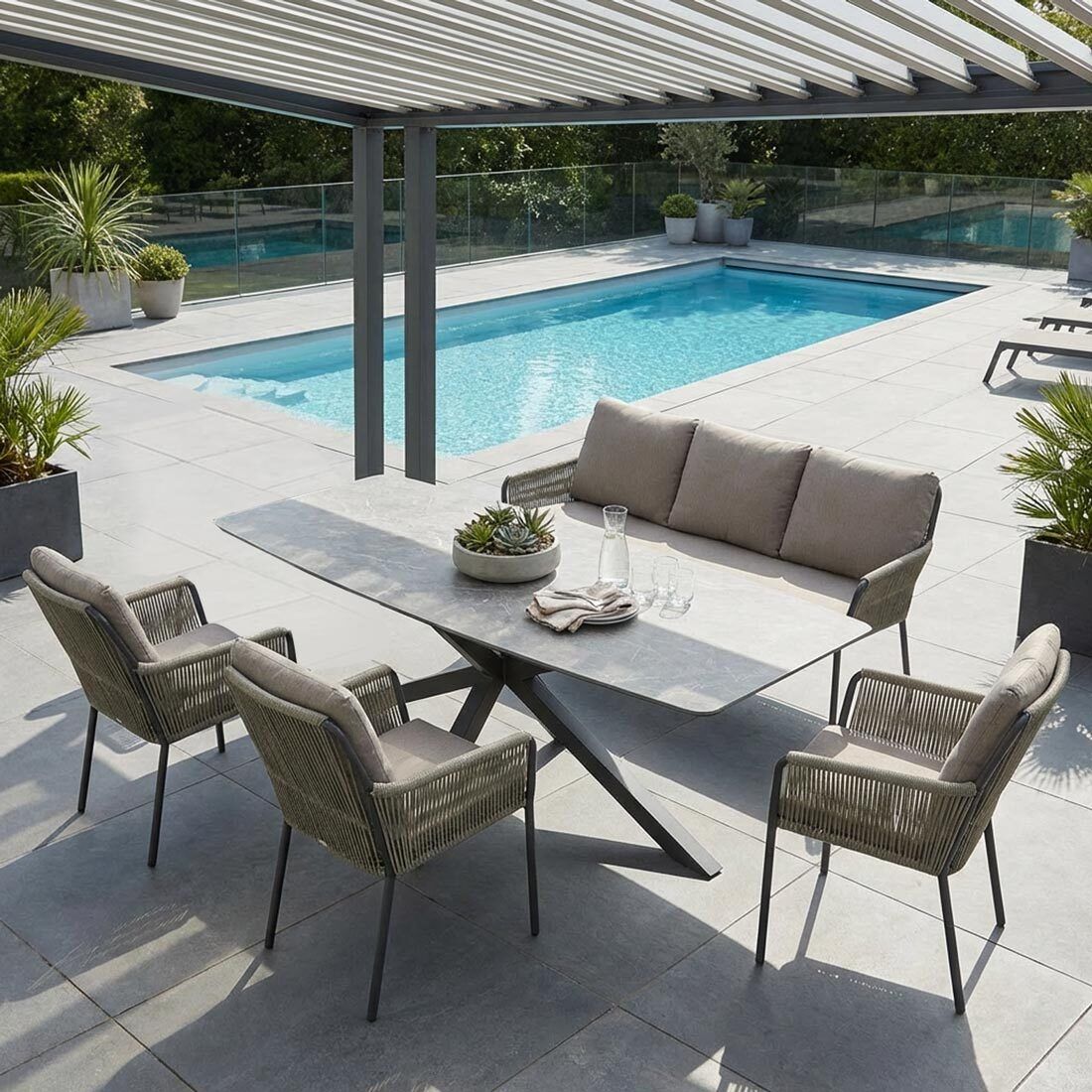 LC Garden Como Gartenmöbel-Set L (6 Plätze) Tisch 200x100cm