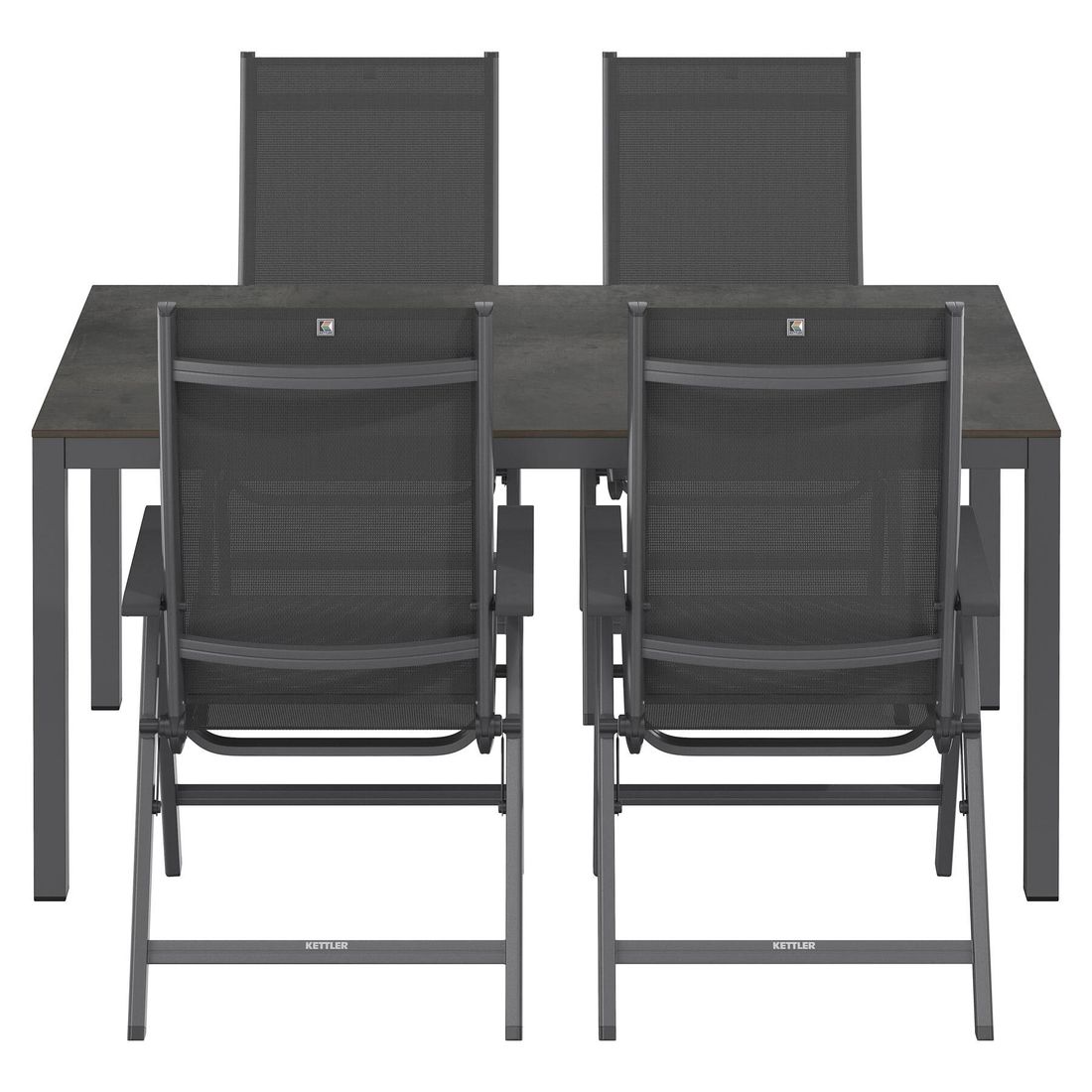 Kettler Basic Plus Gartenmöbel-Set M verstellbar (4 Plätze) mit OUTLIV. Tisch 160x90cm