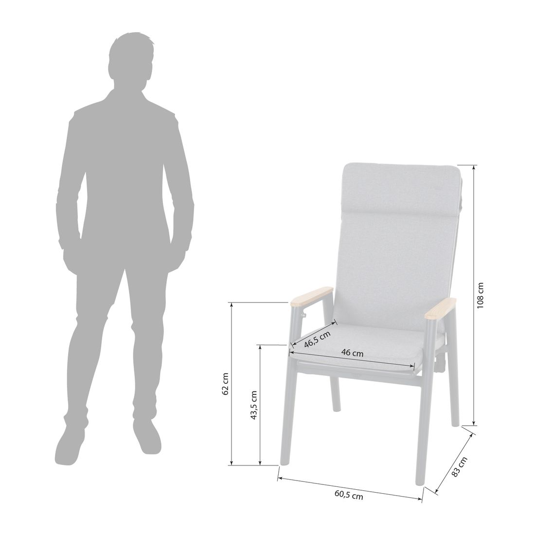 Siena Garden Cortina Gartensessel verstellbar Aluminium mit Sitz- und Rückenkissen
