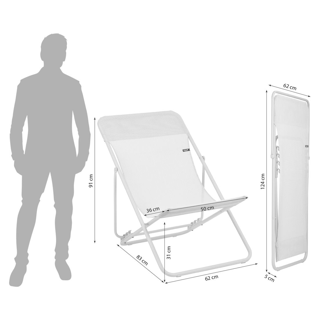 Lafuma Maxi Transat Liegestuhl Stahl/Batyline