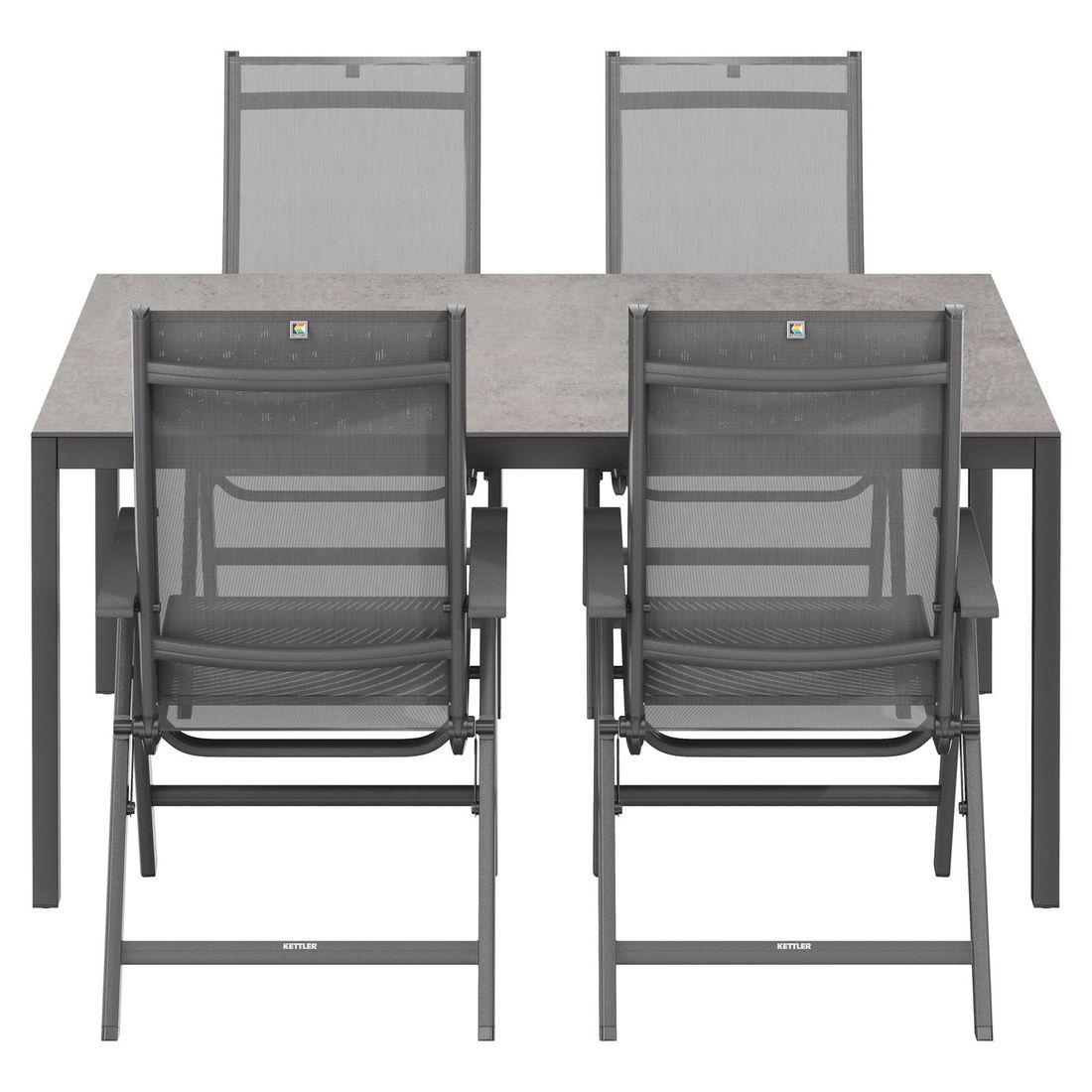 Kettler Basic Plus Gartenmöbel-Set mit OUTLIV. Tisch Aluminium/Dekton