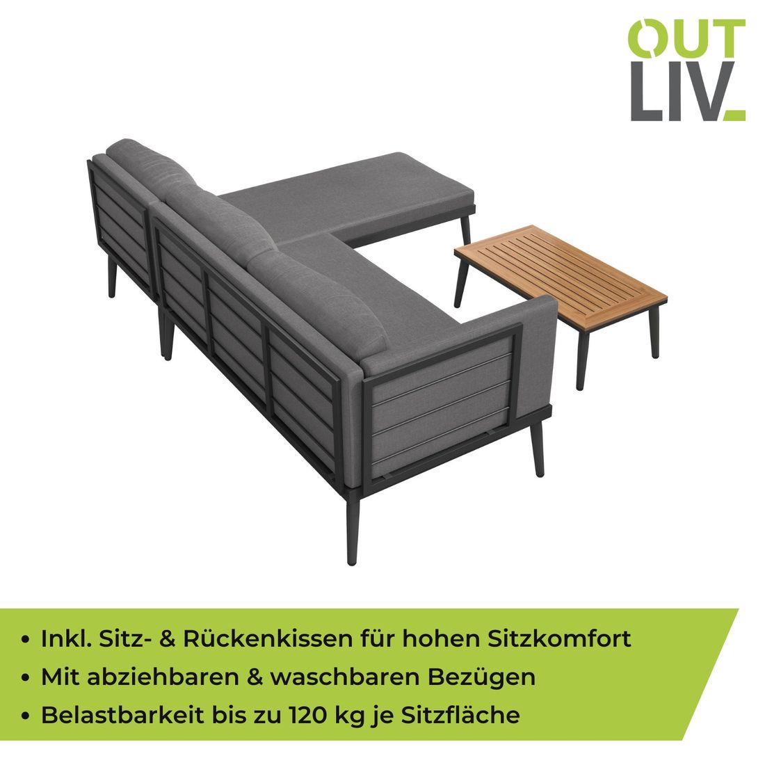 OUTLIV. India Ecklounge inkl. Loungetisch Stahl/Polypropylen