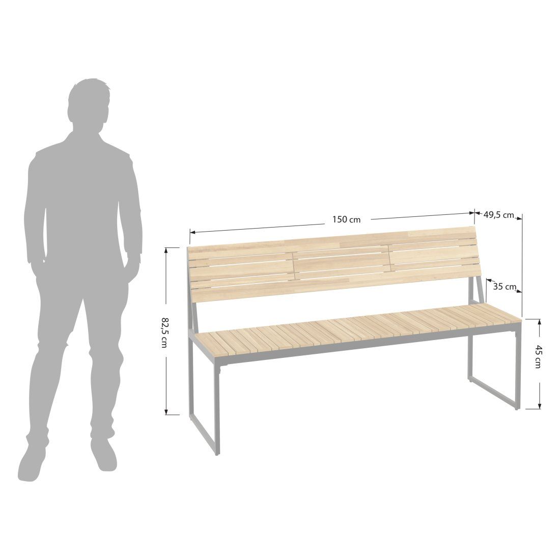OUTLIV. Floris Gartenbank Stahl/Akazie