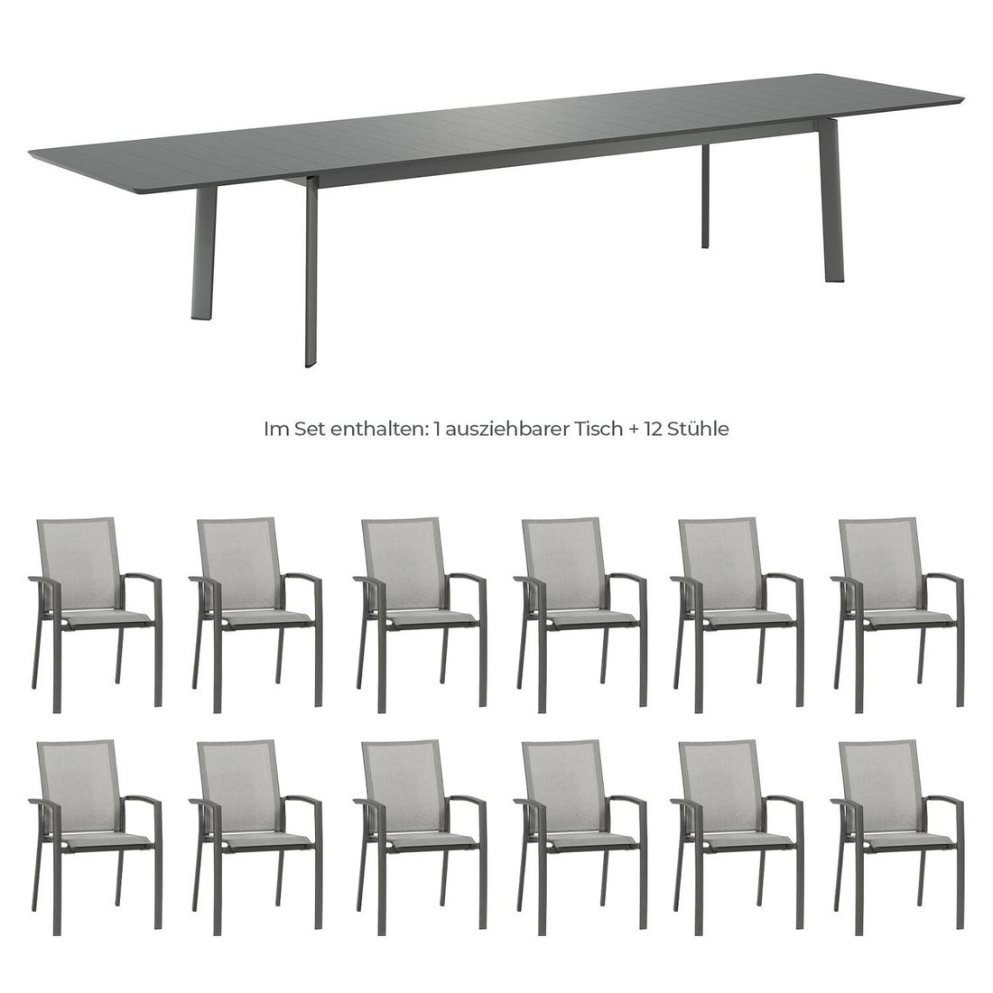Siena Garden Velia Gartenmöbel-Set XXL (12 Plätze) mit OUTLIV. Tisch 266/331/396x110cm